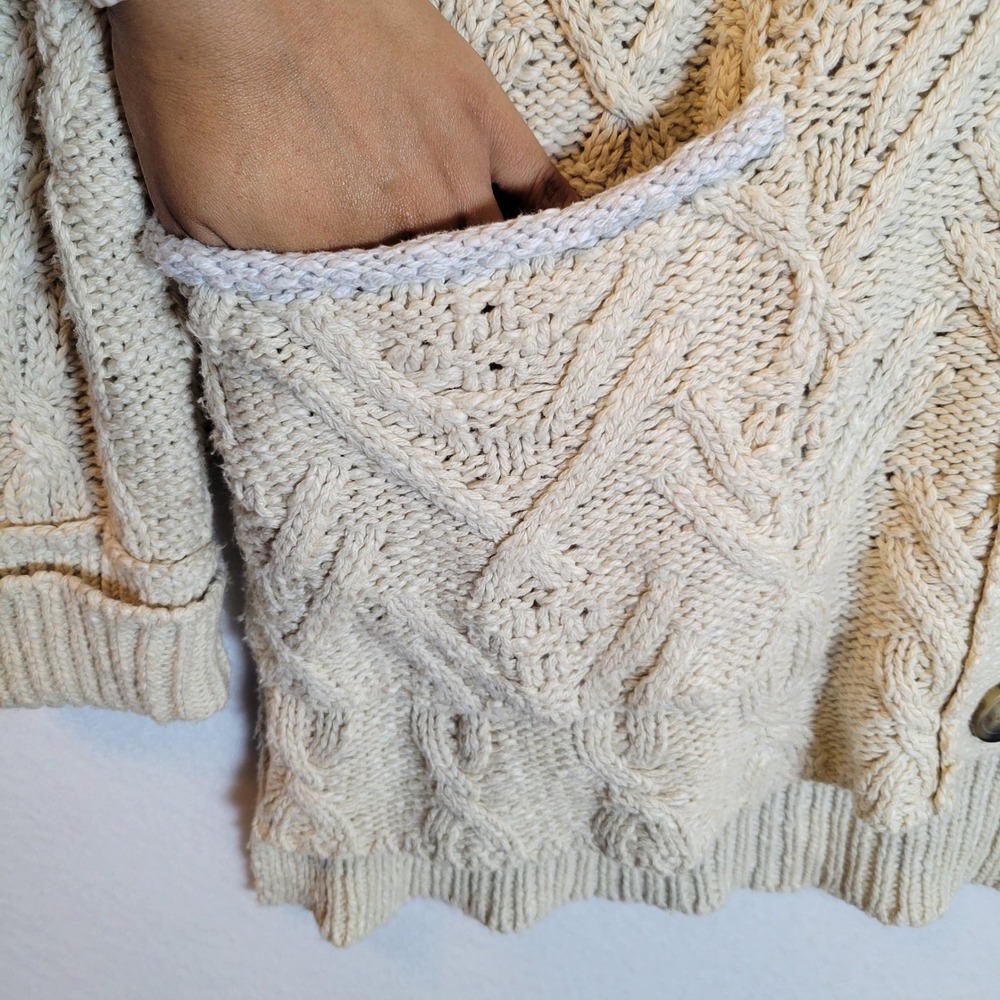 Free People Womens Montana Cable Knit Grandpa Cardigan Sweater Size XS Beige - Picture 2 of 10